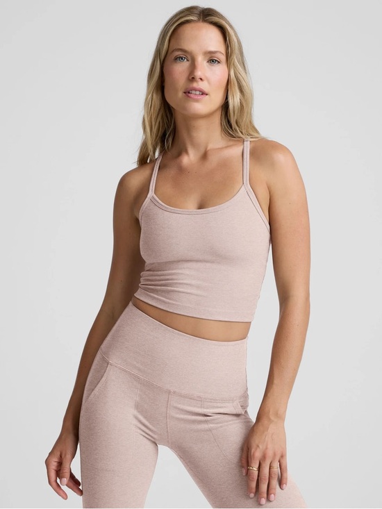 Beyond Yoga Other - Medium Beyond Yoga Spacedye Slim Racerback Cropped Tank in Chai - balletcore!